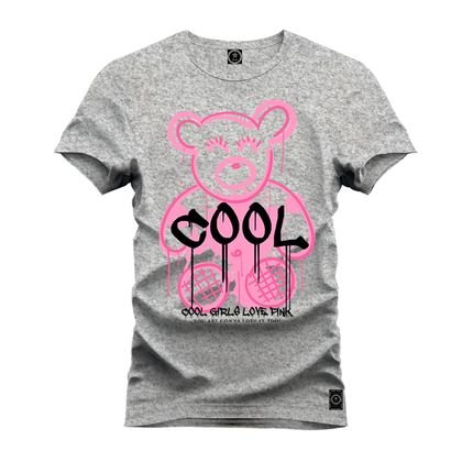 Camiseta Plus Size Premium Estampada Algodão Confortável Urso Cool Movie - Cinza - Marca Nexstar