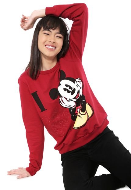 Moletom Flanelado Fechado Cativa Disney Mickey Mouse Vermelho - Marca Cativa Disney