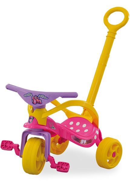 Triciclo Minnie Disney Com Empurrador E Proteção Rosa Xalingo - Marca Xalingo