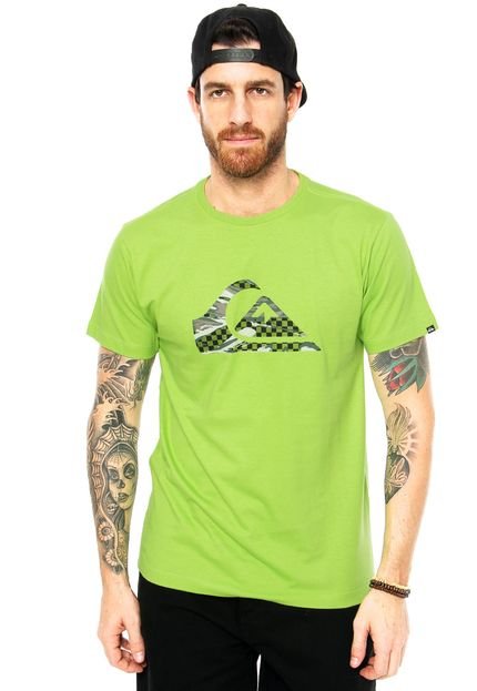 Camiseta Quiksilver Slim Fit Logo Camo Verde - Marca Quiksilver