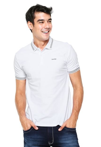 Camisa Polo Calvin Klein Listra Branca - Marca Calvin Klein