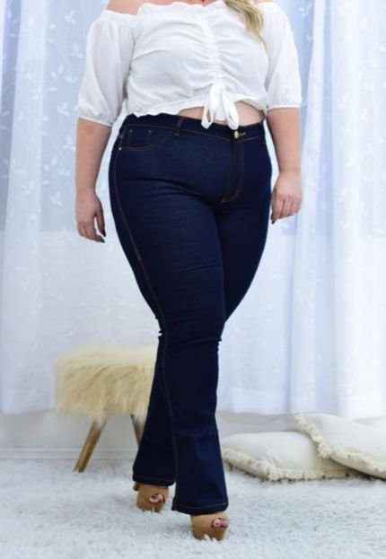 Calça Plus Size Flare Alleppo Jeans Tamara Azulão - Marca Alleppo Jeans