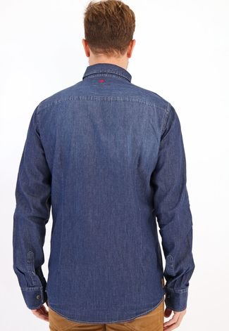 Camisa Jeans Forum Reta Estonada Azul