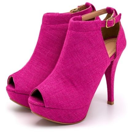 Sapato Feminino em Linho Rosa Salto Fino Lançamento - Marca Flor da Pele