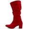 Botas Femininas Cano Enrugado Lirom Salto Grosso Confortável Vermelha - Marca Lirom