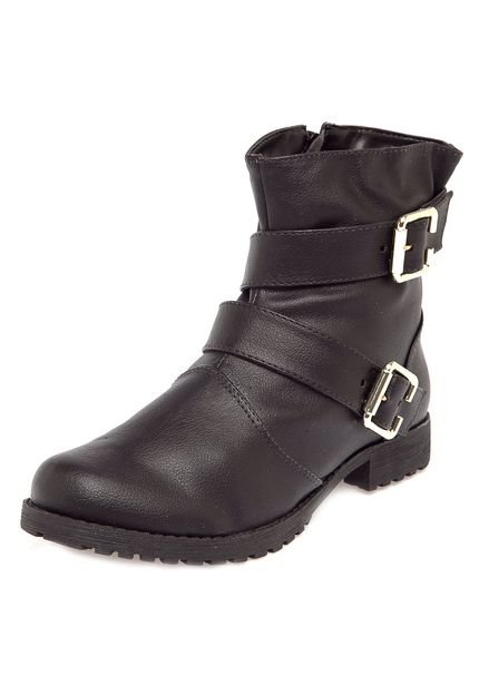 Bota Biker FiveBlu Tiras Preta - Marca FiveBlu