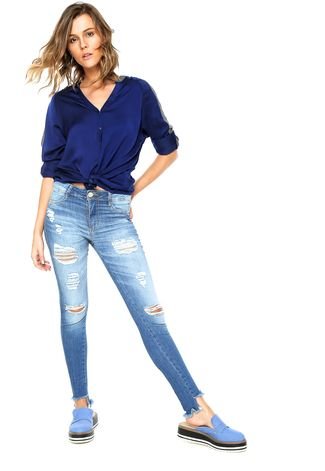 Camisa Clothing & Co. Lisa Azul-marinho/Cinza