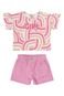 Conjunto Infantil Menina Blusa Estampado Geométrico Colorittá Rosa - Marca Colorittá