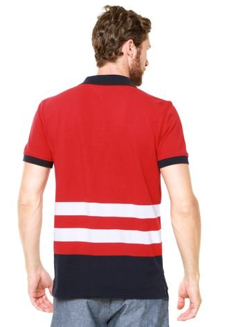 Camisa Polo Tommy Hilfiger Listras Vermelha