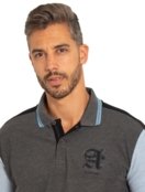 Polo Aleatory Masculina Piquet Patch Black Grey Heather Chumbo - Marca Aleatory