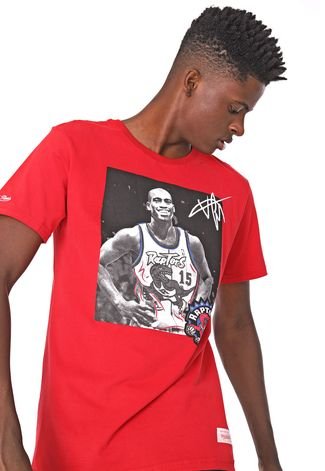 Camiseta Mitchell & Ness Player Vinc Toronto Raptors Vermelha