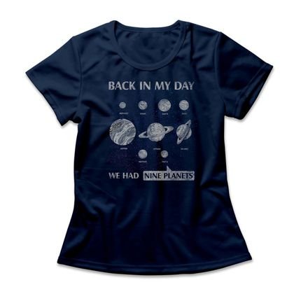 Camiseta Feminina Nove Planetas - Azul Marinho - Marca Studio Geek 