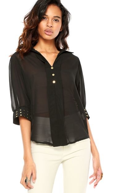 Camisa D F TOP MODA Transparente Preta - Marca D F TOP MODA