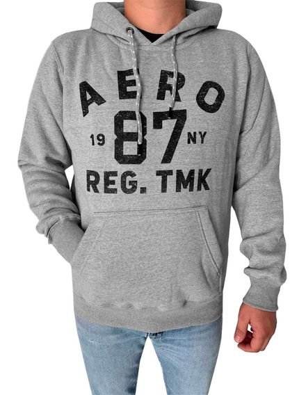 Moletom Aeropostale Masculino Hoodie 1987 Lettering Cinza Mescla Incolor - Marca Aeropostale