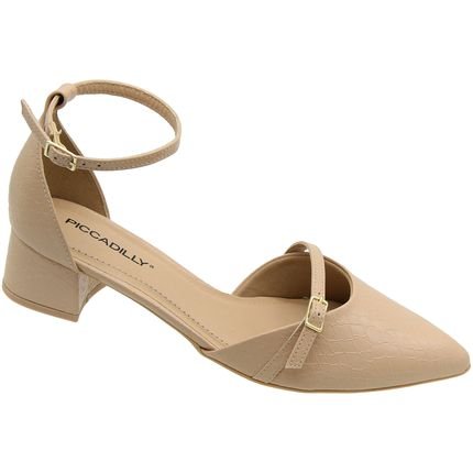 Sapato Scarpin Piccadilly Fivela Salto Baixo Grosso Feminino Piccadilly Rosa - Marca Piccadilly