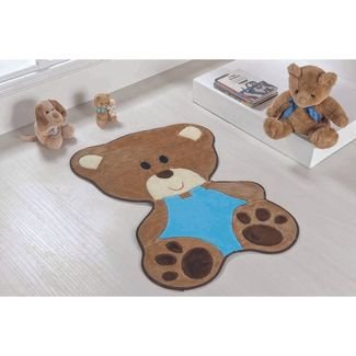 Tapete para Quarto Infantil Formatos Baby - 78 cm x 54 cm - Bebê Urso - Azul Turquesa