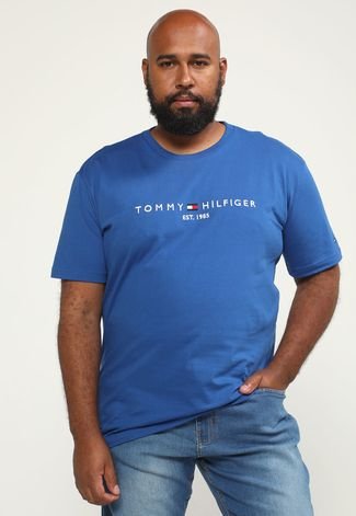 Camiseta Tommy Hilfiger Bordada Azul - Compre Agora