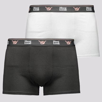 Kit 2 Cueca Hang Loose Boxer Cot Branco e Cinza - Marca Hang Loose