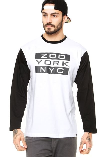 Camiseta Manga Longa Zoo York NYC Branca/Preto - Marca Zoo York