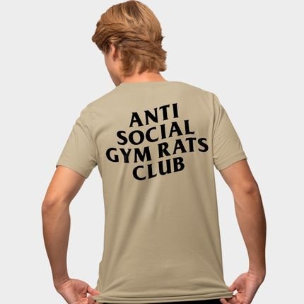 Camisa Camiseta Genuine Grit Masculina Estampada Algodão 30.1 Gym Rats - P - Caqui - Marca Genuine