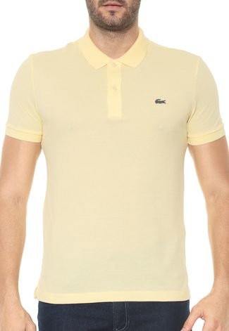 Camisa Polo Lacoste Slim Logo Amarela