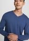 Blusão Básico Masculino Em Tricô E Gola V - Azul - Marca Hering