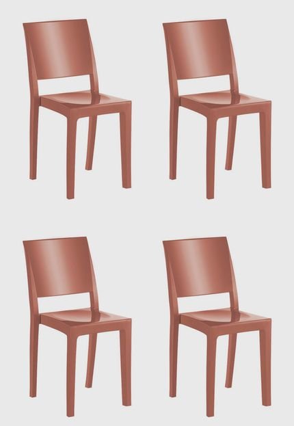 4 Cadeiras Hydra Plus Terracota Solido De Plástico UZ Kappesberg Marrom - Marca Kappesberg