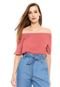 Blusa Cropped AMBER Ombro a Ombro Rosa - Marca AMBER