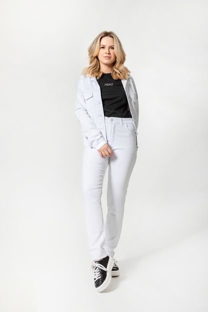 Jaqueta  Aero Jeans Tradicional Sarja Branca - Marca Aero Jeans
