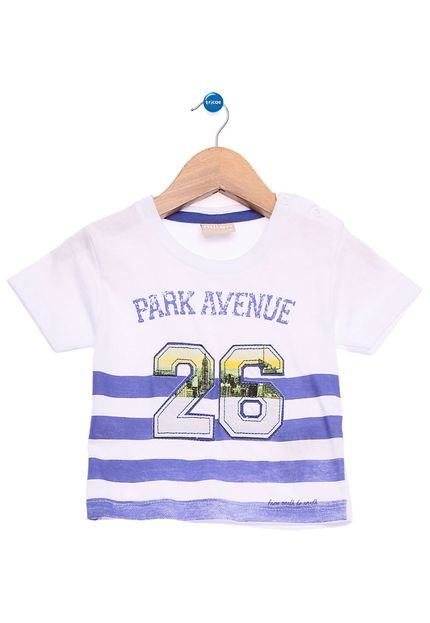 Camiseta Manga Curta Bebê Milon Park Avenue Estampada Branco - Marca Milon