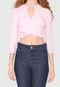 Blusa Cropped Tricats Canelada Happiness Rosa - Marca Tricats