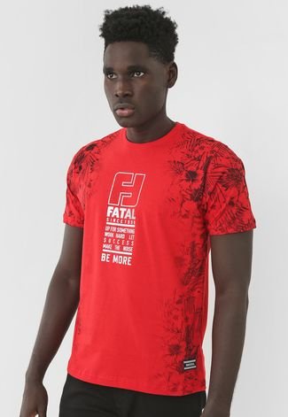 Camiseta Fatal Lettering Metalizado Vermelha