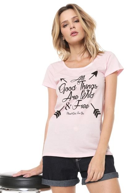Camiseta Planet Girls Estampada Rosa - Marca Planet Girls
