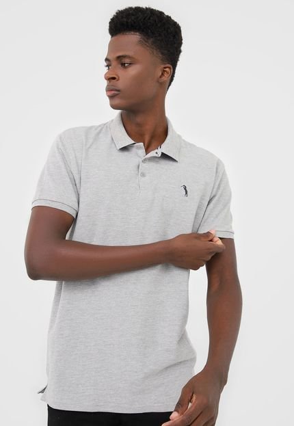 Camisa Polo Aleatory Reta Logo Cinza - Marca Aleatory