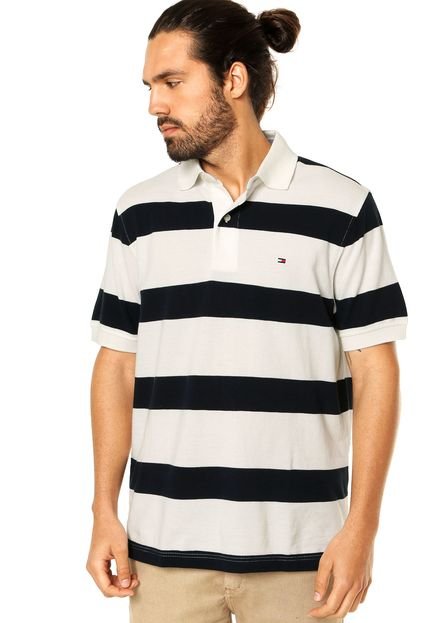 Camisa Polo Tommy Hilfiger Listrada Branca - Marca Tommy Hilfiger