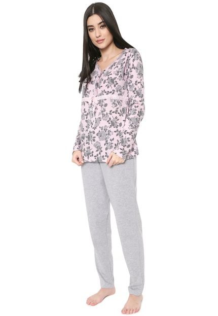 Pijama Bela Notte Floral Rosa/Cinza - Marca Bela Notte