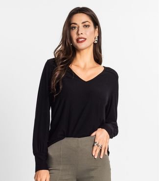 Blusa Manga Longa Feminina Em Viscose Endless Preto