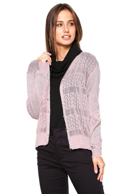 Cardigan For Why Tricot Brilho Rosa - Marca For Why