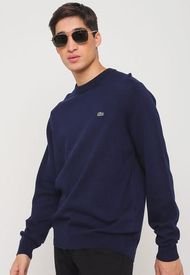 Sweater Lacoste Cuello Redondo Azul - Calce Regular
