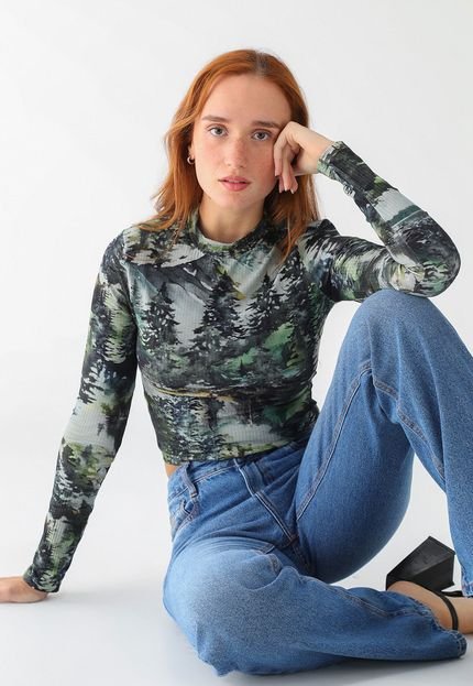 Blusa Cropped Canelada Lez a Lez Ajustada Floresta Verde - Marca Lez a Lez