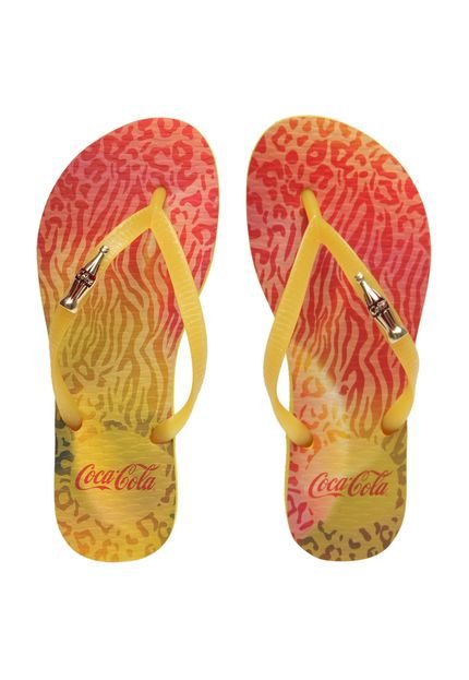 Chinelo Coca Cola Shoes Jungle Color Amarelo/Vermelho - Marca Coca Cola