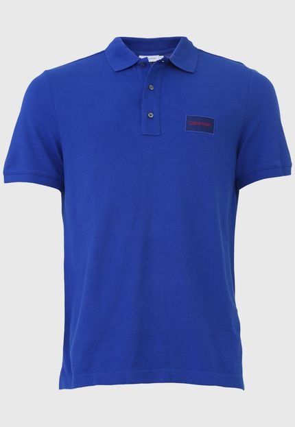 Camisa Polo Calvin Klein Reta Bordada Azul - Marca Calvin Klein