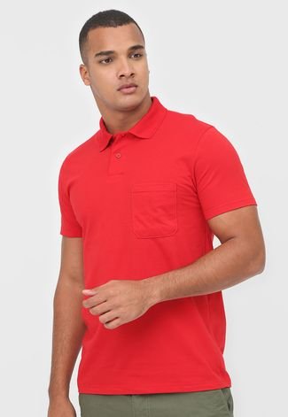 Camisa Polo Malwee Reta Bolso Vermelha