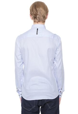 Camisa Calvin Klein Jeans Slim Estampa Branca/ Azul