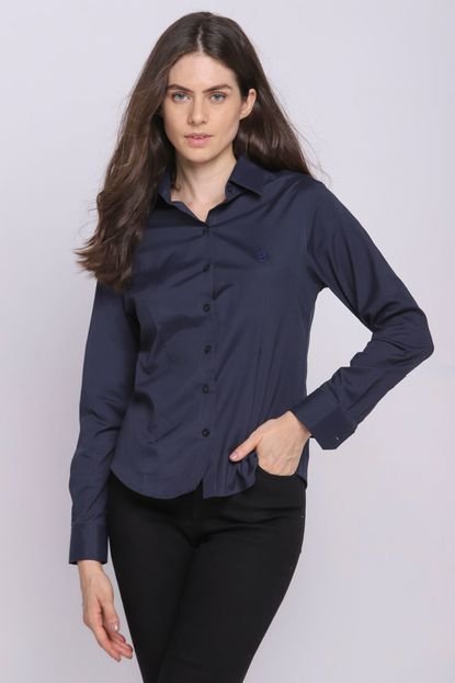 Camisa Feminina Mista Básica Lisa Polo Wear Azul Escuro - Marca Polo Wear