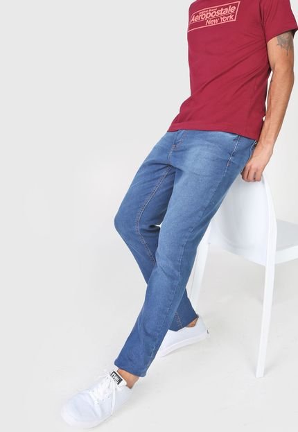Calça Jeans Aeropostale Slim Pespontos Azul - Marca Aeropostale