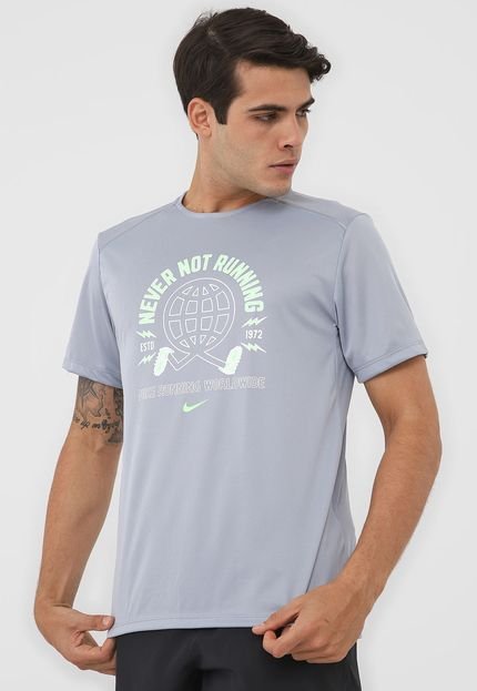 Camiseta Nike M Nk Miler Ss Wild Azul - Marca Nike