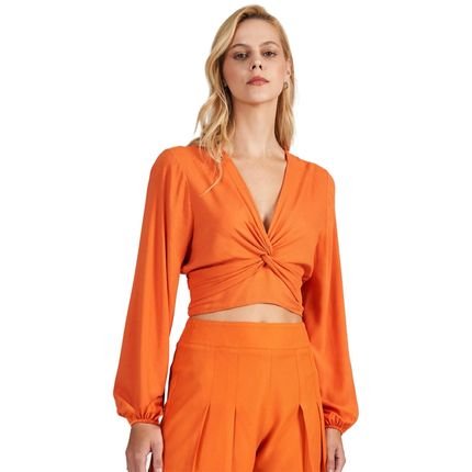 Blusa Acostamento Knot In24 Laranja Sunrise Feminino - Marca Acostamento