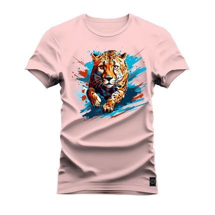 Camiseta Plus Size Unissex Algodão Macia Premium Estampada Onça Esperta - Rosa - Marca Nexstar