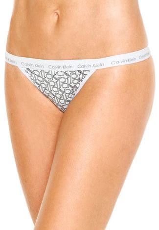 Calcinha Calvin Klein Underwear Tanga Logo Branca - Compre Agora